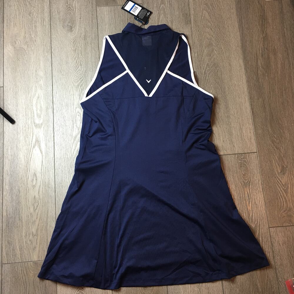 Callaway Racerback Peacoat Flounce‎ Golf Dress Navy Blue White XL Truesculpt NWT - Picture 2 of 11